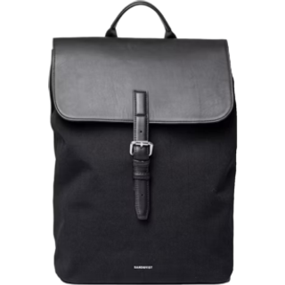 Sandqvist Everyday Lid Backpack M - Black with Black Leather - One Size