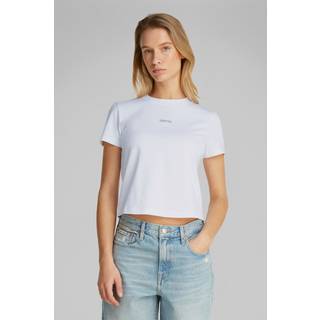 Slim Cropped Badge T-shirt - White - XXS