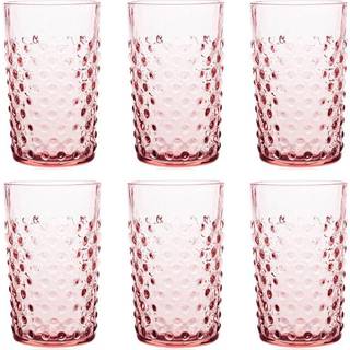 KLIMCHI Glassware - 'Hobnail' tumblers, set of six, rosaline in PINK glass
