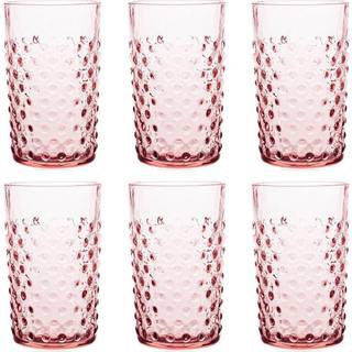 KLIMCHI Glassware - 'Hobnail' tumblers, set of six, rosaline in Pink glass