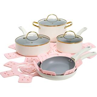 Paris Hilton Epic Nonstick Pots and Pander Set Multi-Layer Nonstick Coating H?rmet Glass L?g Soft Touch Stay Cool Handling