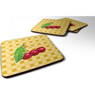 """" Caroline's Treasures Cherries on Basketweave Decorative Coasters 3.5 multicolor """"