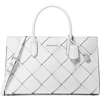 MK Scarlett Medium Woven Leather Satchel - White - Michael Kors - ONE SIZE