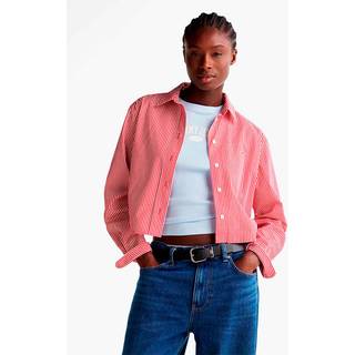 Stripe Poplin Cropped Relaxed Shirt