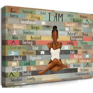 Inramad inspirerande väggkonst motiverande duk tryck för hem och kontorsdekor svarta kvinnor bild yoga meditation affisch positiv bekräftelse kon