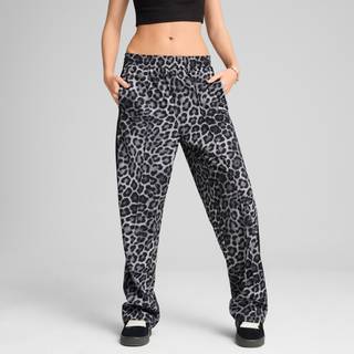 Women's Puma T7 LEO LUXE All-Over Print Straight Pants, Black, Size S, Clothing - Black - S