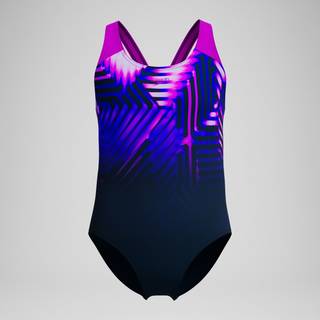 Girls' Digital Placement Splashback Swimsuit Navy/Pink - Blue