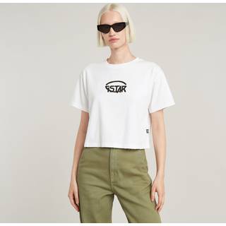 Cropped Logo Relaxed Top - White - Women