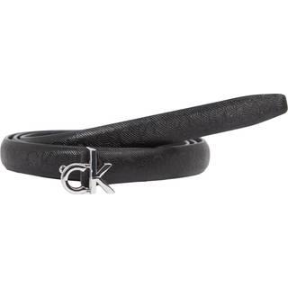 Slim Leather Logo Belt - Black - 80 cm