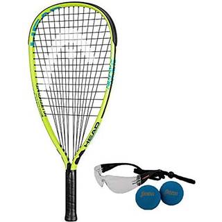 Hoved MX Hurricane Pack - Begyndere Pre -Strung Racquetball Racket Set med beskyttelsesbriller & to bolde gule