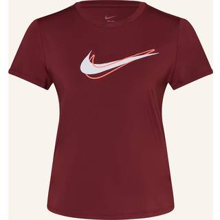 Kortærmet Nike One Swoosh Dri-FIT-løbetop til kvinder - rød - L (EU 44-46)