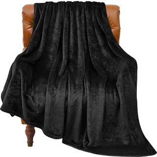 BEDELITE Fleece tppe Sort tppe til sofa og seng Luksus plys Hyggeligt fuzzy tppe 50"""" x 70"""" Super bldt varmt let efterrstppe til rejsecamp