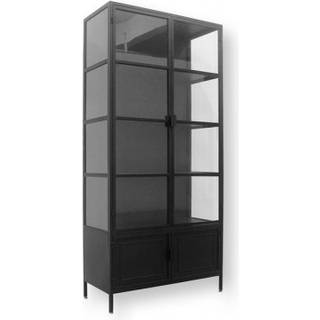 Brande Vitrineskab i Metal - 92x40x201,5 cm - Sort