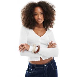 Superdry Superdry White Essential Button Long Sleeve 100% Cotton Top