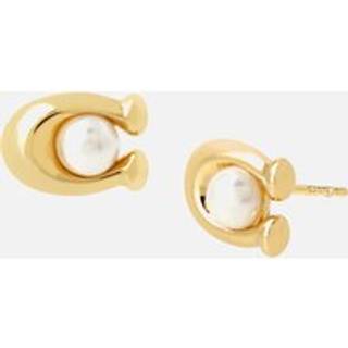 Coach COACH Tone Pearl Signature Stud Earrings