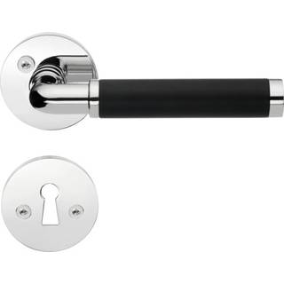 Beslagsboden Design dørgreb med roset og nøgleskilt, indendørs, 120 mm, poleret krom/sort