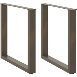 spisebordsben U-formet 2 stk. naturstål 90 x (72-73) cm stål