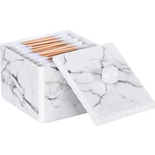 Luxspire Cotton Pwab Opbevaringsboks med l?g Q-Tip Swab Holder Cotton Ball Canister Jar Cotton Bud Round Dispenser Box Cosmetics Makeup Bekl?dnin