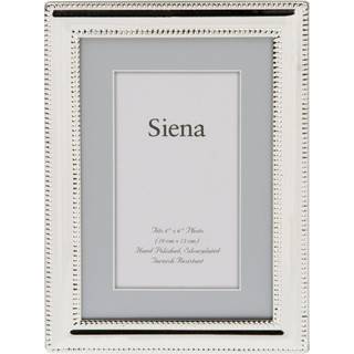 Siena Double Border Bead Silver Picture Frame Tarnish Resistant Finish Perfekt fotoramme til enhver slutbord Credenza Shelf Nightbord Silver 4x6
