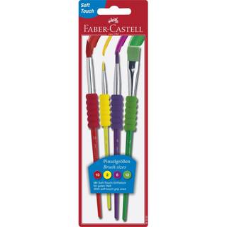 Faber-Castell Pensler 4 farver Penselsættet beståer af 4 pensler i forskellige størrelser. Pakken indeholder 1 flad pensel samt 3 runde.