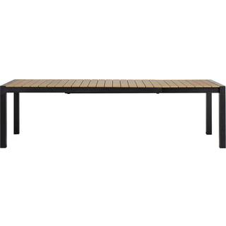 Joan havebord 205-275 x 100 cm, med udtræk inkl. 1 plade, sort og teak dekor.