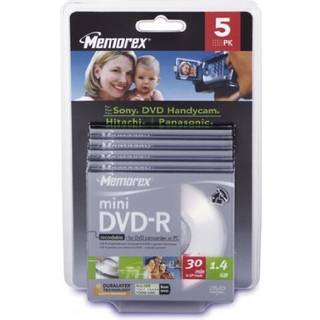 Memorex Mini DVD-R 8cm 1,4 GB disk med juvelboks 5 pakke