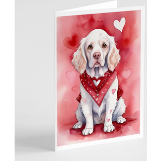 Caroline's Treasures DAC5319GCA7P Clumber Spaniel My Valentine lykønskningskort Pakke med 8 blanke kort med konvolutter, finurlig A7 Størrelse 5x