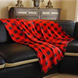 Safus m?nster fleece t?ppe plys kast 50 """" x 60 """" - Buffalo Plaid