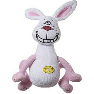 Multipet Deedle Dude Singing White Rabbit Plush Dog Legetøj 8-tommer