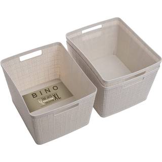 Bino | V?vet plastkurv | Stor (naturlig) 3-pack | Jute -kollektionen | Hjemmeorganisationsrum - Gemme opbevaring Stilfuldt design | Jute kurv | P