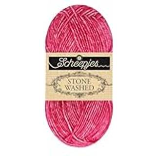 Scheepjes Stone Washed 839 Eudialyte Indhold: 78% bomuld, 22% akryl Vægt/længde: 50 g = ca. 130 meter Anbefalede pinde: 3.00 - 3.50 mm Strikkefasthed: 10 x 10 cm = 24 m x 32 p Vask: Vaskes ved 40 grader skånevask.