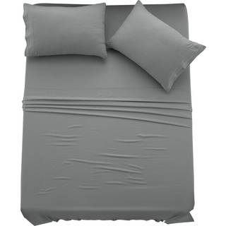 LDC King Sheet Set - 4 PC Brushed Microfiber Bed Sheets 16 Inches Deep Pockets - Broderade örngott - Hotell Luxury Sheets King Size Bed Set (Dark