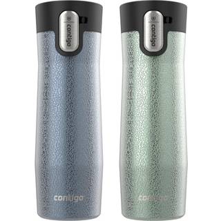 Contigo Autoseal West Loop Vacuumisoleret rustfrit st?l rejsekrus med let rentet l?g 20 oz 2 pakning Crystal Lakeside; Crystal Agave