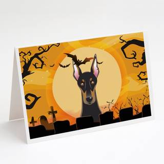 Halloween Doberman lykønskningskort og konvolutter pakning af 8