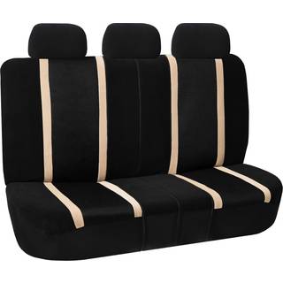 FH Group Sports Car Seat Cover Split Bench Automotive Seat Cover Passer til aftagelige nakkestøtter og opdelte sæder beige bilsædeovertræk w. Gav