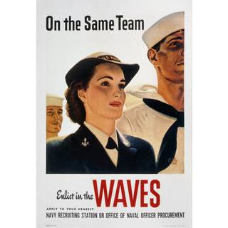 WWII Waves Plakat Non Det samme Team American World War II Rekrutteringsplakat til bølgerne (Kvinder, der er accepteret til frivilligt nødhjælp)
