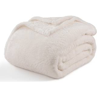 Berkshire tæppe klassisk ekstra-fluffy plys kast tæppe blødt fuzzy fluffy langt hår kast tæppe til sofa sofa seng creme 50x60 inches