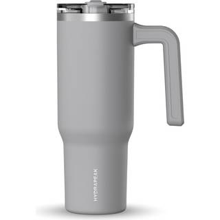 Hydrapeak Voyager 32 oz tumbler med håndtag og strålåg | Genanvendelig rustfrit stål Vandflaske rejse krus Cupholder Friendly | Isoleret kop (grå