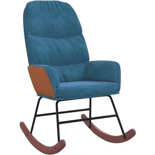 Gyngestol Fløjl - Blå / Uden fodskammel