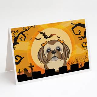 Halloween chokoladebrun shih tzu lykønskningskort og konvolutter pakning af 8
