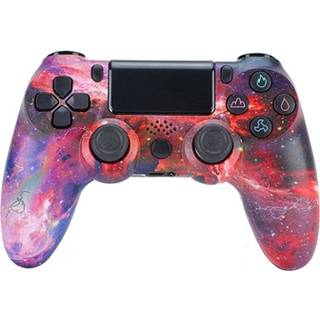 Trådløs Gaming-Controller med Højttaler og Stereoheadsetstik til PS4 - Rød Stjernehimmel