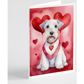 Caroline's Treasures DAC5437GCA7P Sealyham Terrier Mine Valentine lykønskningskortpakke med 8 blanke kort med konvolutter, finurlig A7 -størrelse