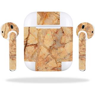 Mightyskins Skin kompatibel med Apple AirPods 2 (2019) - Amber Marble | Beskyttende holdbar og unik vinylmærkatindpakningsdæksel | Let at anvende