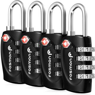 Fosmon TSA accepterede bagagel?ser (4 pakke) Genopstillet multi -brug 4 -cifret kombination af h?ngel?s 10 000+ koder med zinklegeringskind Ideel