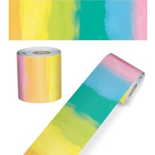 Carson dellosa kreativt inspireret 65 ft lige akvarel Rainbow Bulletin Boords Borders Boho Rainbow Classroom Borders til Bulletin Board White Boa