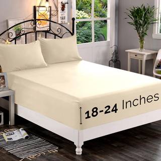 Elegant komfort 1500 premium kvalitet monteret ark ultra blød 18-24 tommer ekstra dyb lomme - enkelt monteret ark til høj madras - rynkefrit med