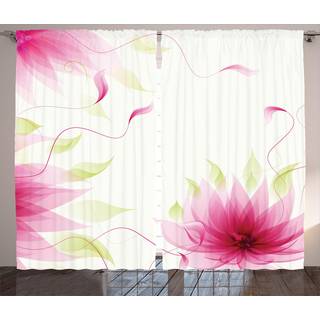 Ambesonne Blomstergardiner Ivy Blomster og blade Abstrakt naturlig botanisk afslappende lotusdesign i foråret pastelfarver Print Stue Soveværelse