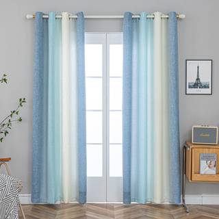 Pleasant Boulevard Faux Linned Gardiner [2 Paneler] Gradient Farve Vinduesvinduer med Grommet Termisk isoleret mørkningsgardin til stue Soveværel