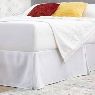 Linenspa 14 tommer rynke og fade resistent-maskine vaskbar-let brug plisseret mikrofiber seng nederdel cal konge hvid