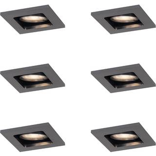 Sæt med 6 moderne indbygningsspots Gunmetal GU10 50mm rund Vippbar - Qure